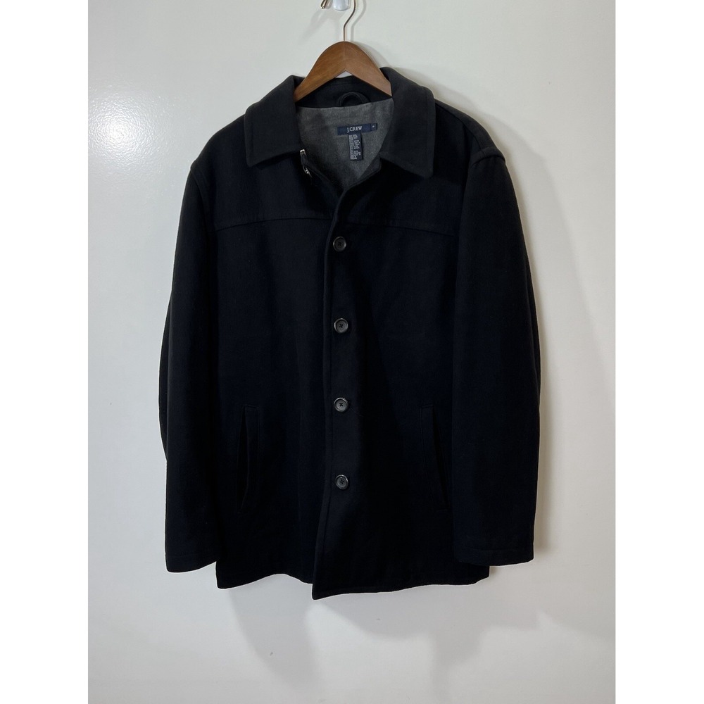 J Crew Mens Wool Blend Jacket Coat S Black Warm Heavy Classic Minimalist Preppy